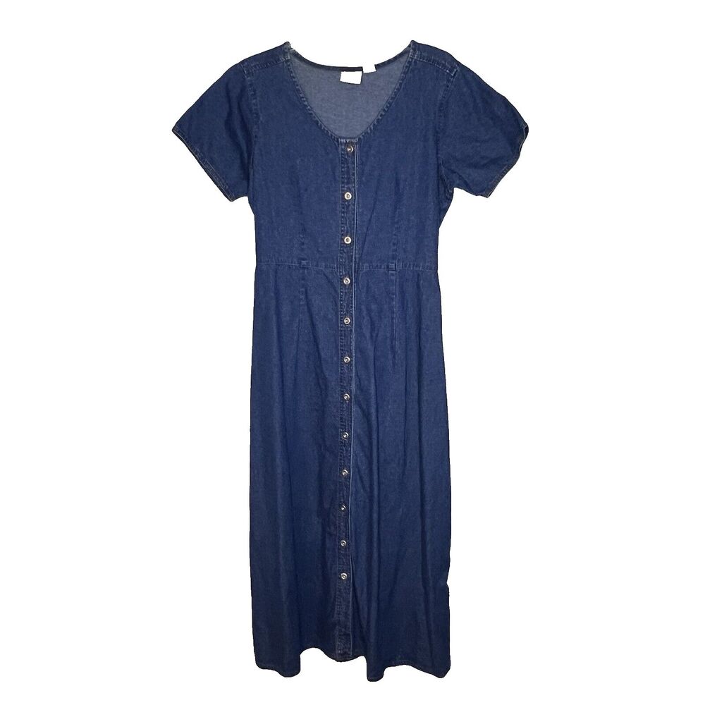Vintage 90s Y2K Crossroads Denim Dress Teachercore Cottagecore 10 Adjustable